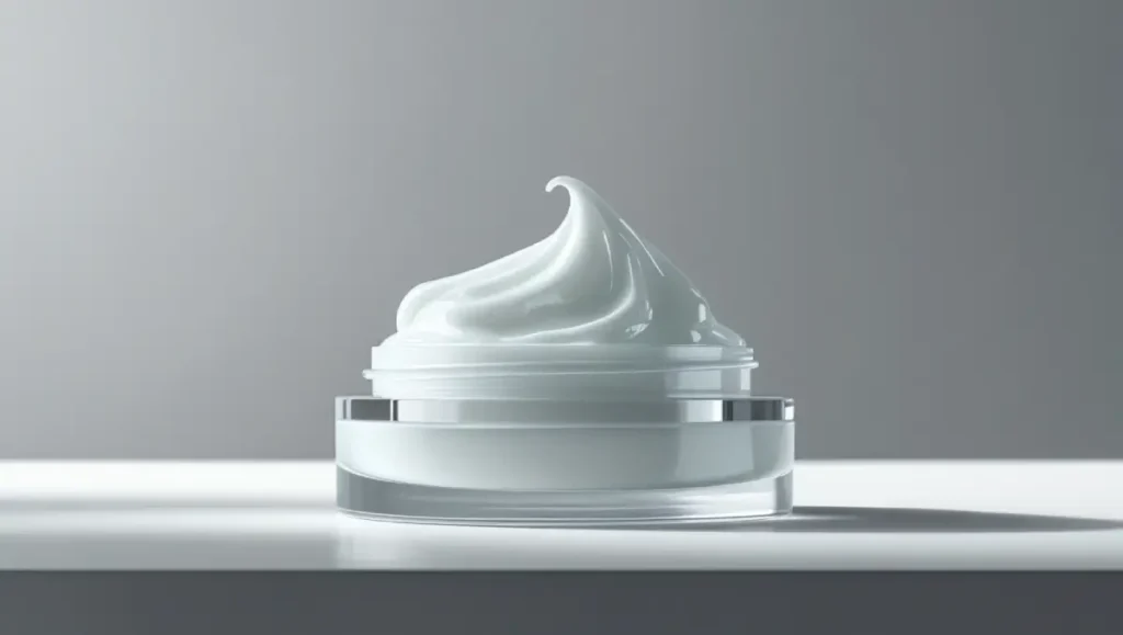 Textura ligera de una crema hidratante en la piel, mostrando su rápida absorción y efecto mate